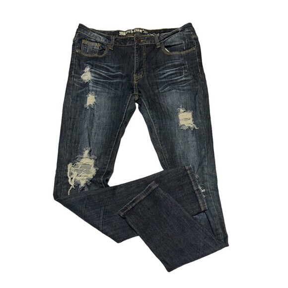 MACHINE POUR NEUF MODE Jeans Distressed Destructed Stretch‎ Size 11 Juniors - Picture 4 of 13